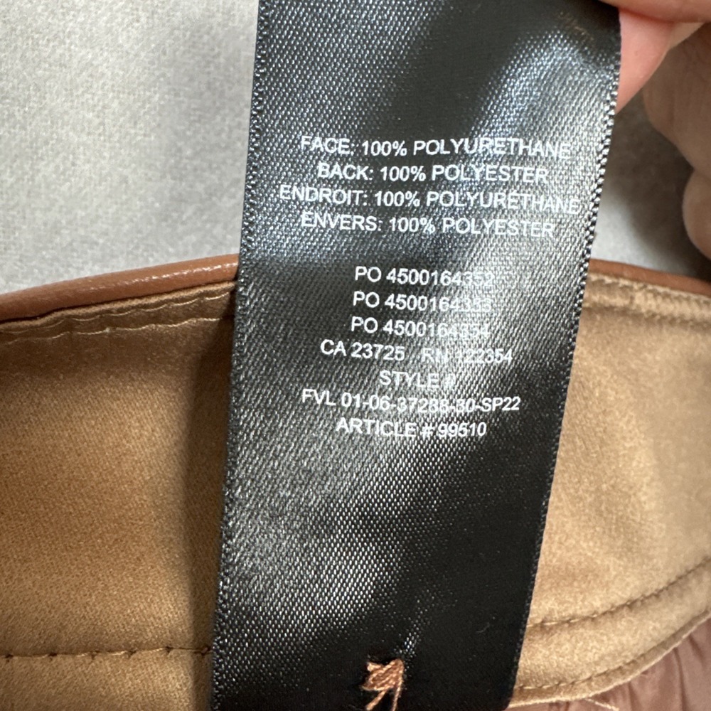 Aritzia Babaton Women Vegan Leather Pants Straight Leg Sz 0 Light Brown - Picture 9 of 11